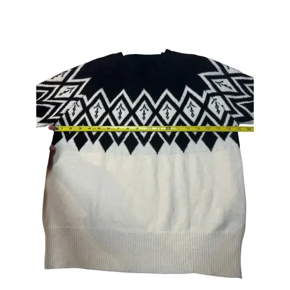 Black & White Nordic Geometric Knit Sweater | Shein | Cabin Core | Size S NWOT - Picture 5 of 6